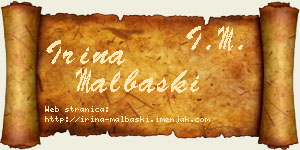 Irina Malbaški vizit kartica